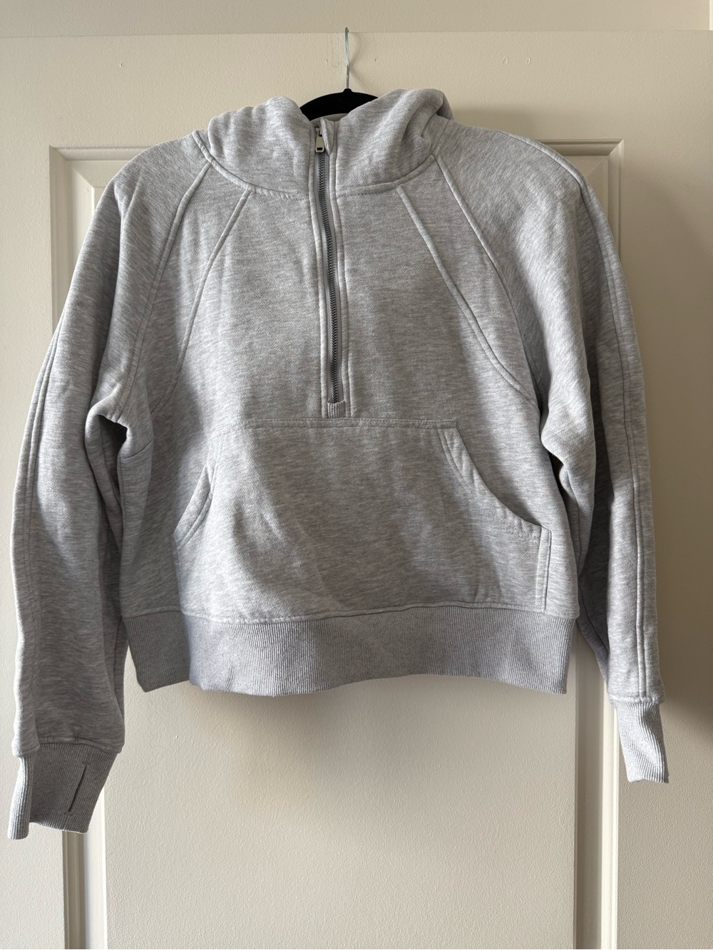 Light Gray Half-Zip Hooded Pullover Sweatshirt